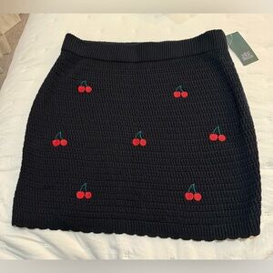 Wild Fable Knit Skirt 100% Cotton NWT Cherry Motif Size Large